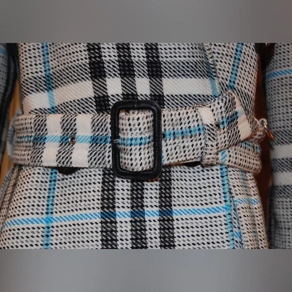 BURBERRY COAT plaid double-breasted trench coat S/US 4
